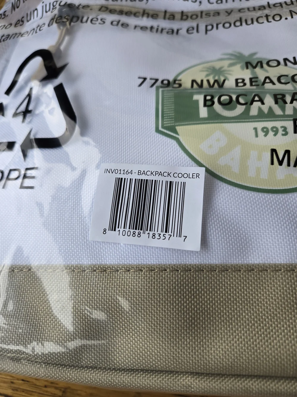 Brand New Tommy Bahama White and Tan Accent Cooler Bag with Palm Logo